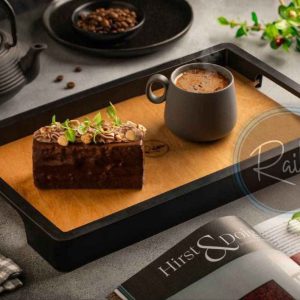 سینی چوبی مشکی مستطیل رایکا